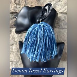 Denim Color Tassel Earrings